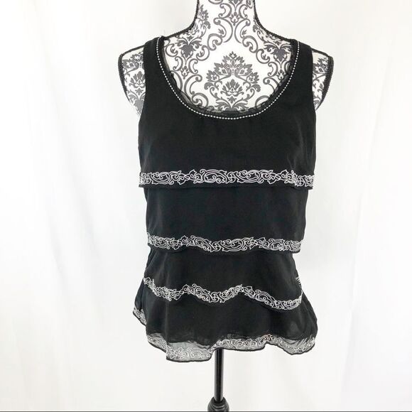 White House Black Market Tiered Embroidered Top - Picture 2 of 7